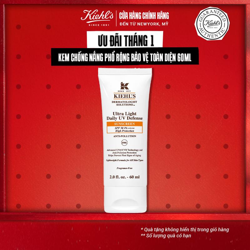   ƯU ĐÃI T1  Kem chống nắng hằng ngày Kiehl's Ultra Light Daily UV Defense SPF 50 PA++++ Anti-pollution 60ml 