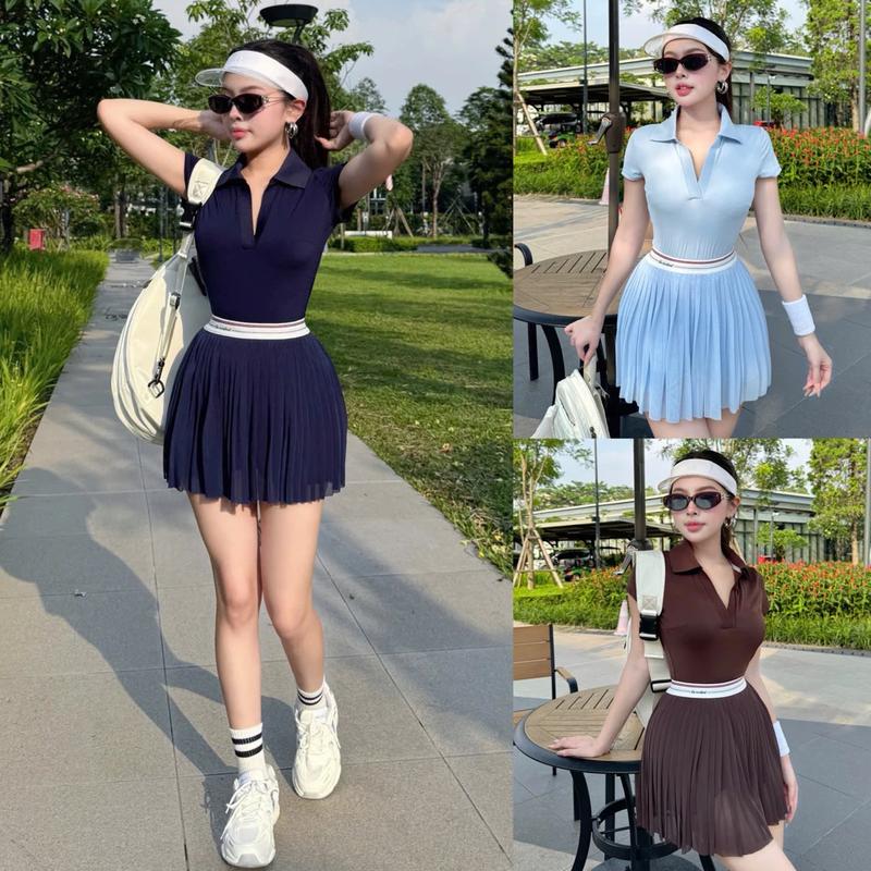 SET LẺ BỘ WIPHA - Chân Váy Lẻ HAVY Thể Thao Chất Thun Lạnh Cao Cấp - Áo Lẻ WILL Polo Cộc Tay - Thích Hợp Cho: Pickleball Tập Gym Đạp Xe Yoga Pilates Running... - BRUN