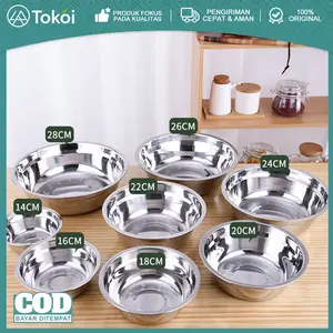 304 Mangkuk Sup Stainless Steel 14-26cm Wadah Dapat Menampung Sup Food Grade