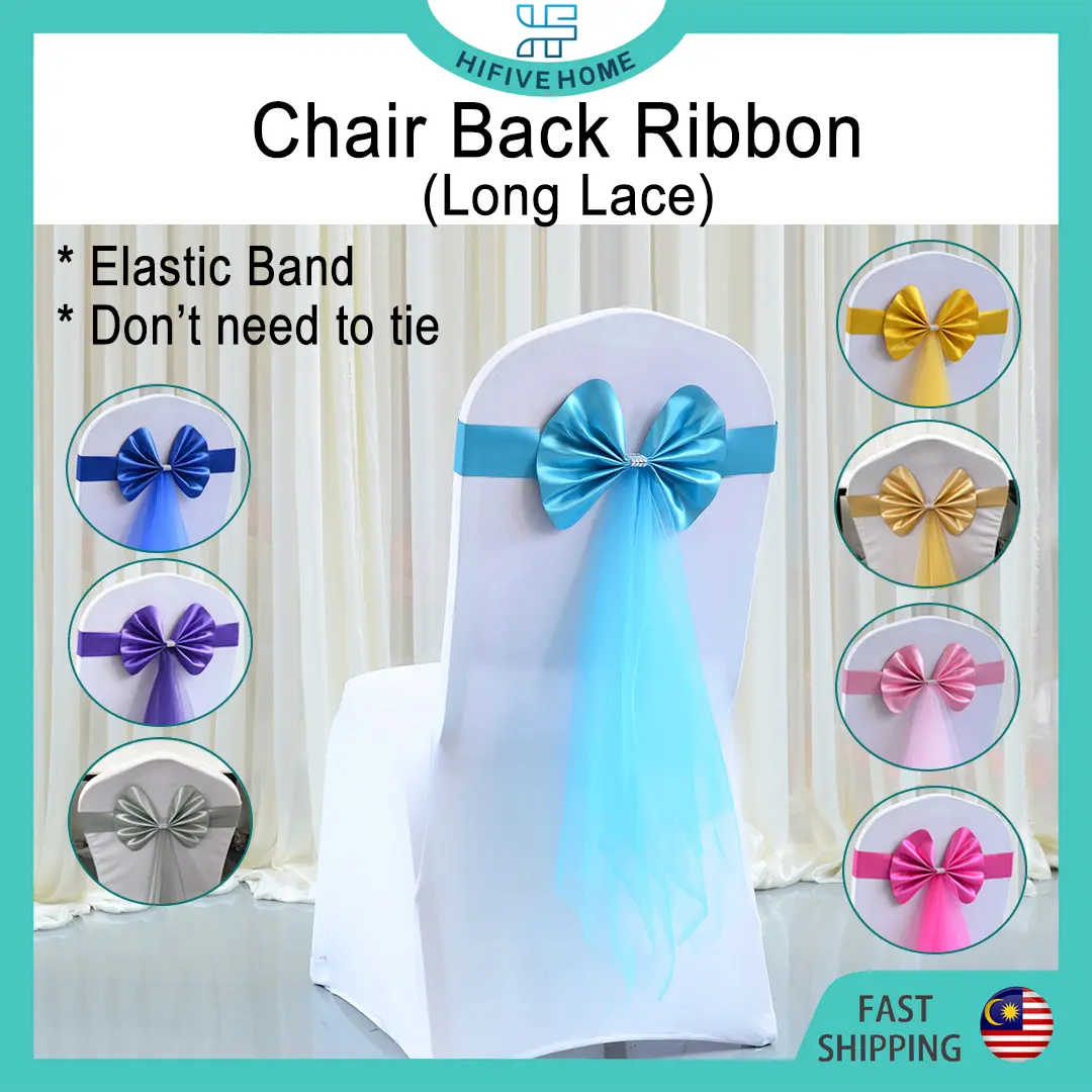 Reben Kerusi Lace Elastic Ribbon Chair Cover Back Deco for Wedding Event Kenduri