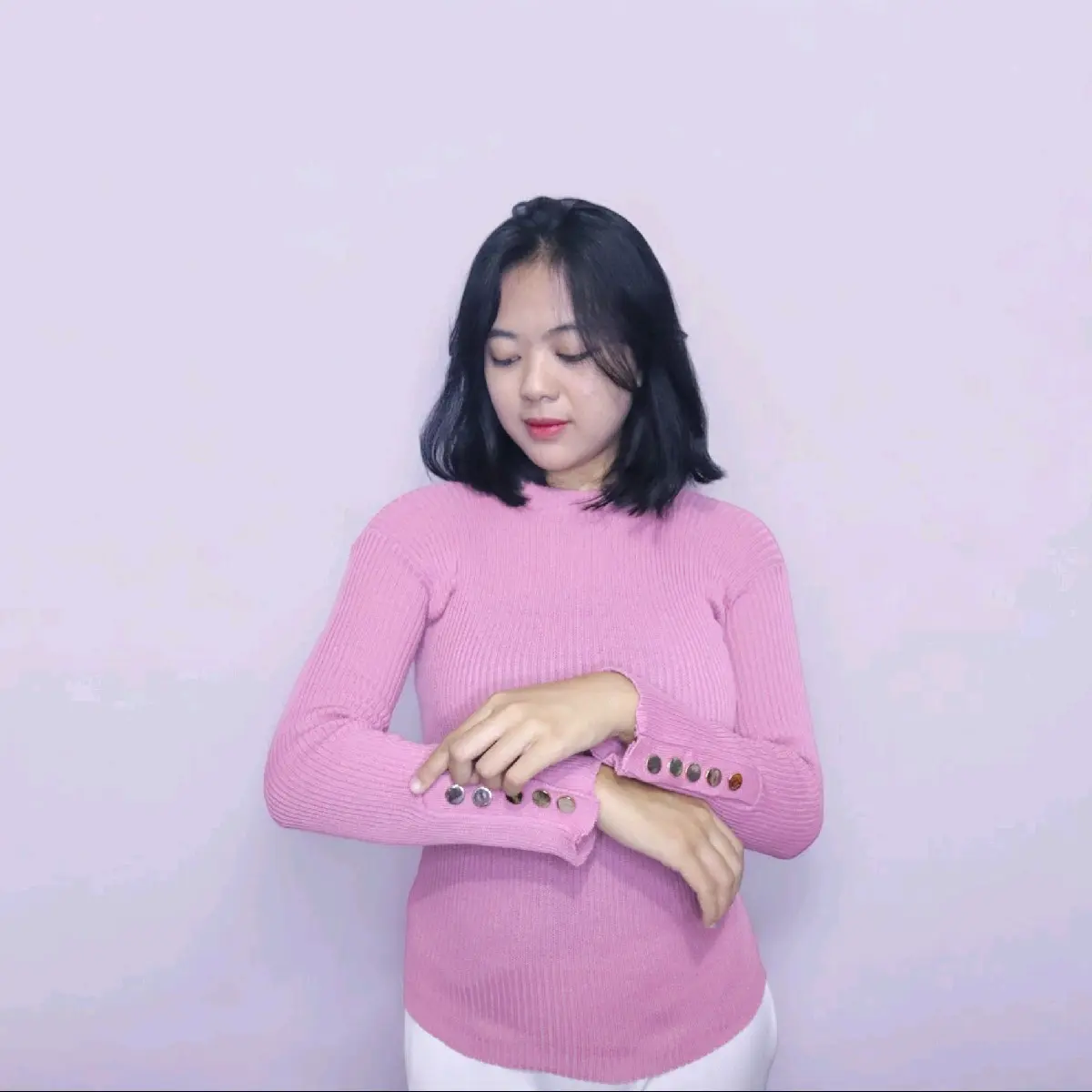ASCBDG Baju Atasan Wanita inara Kancing Aktif Bahan Rajut Premium STANDAR/JUMBO READY Lembut Halus Nyaman, Casual blouse, Baju Formal