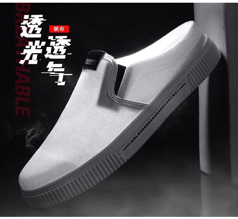 Product Introduction of 2023 New [COD] [Free Shipping] [Spot] Men's New Canvas Half Drag Low-Top Sneakers Casual Shoes Sports Canvas Shoes 2