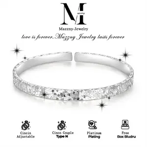 Mazzny Gelang Tangan Anti Pudar Platinum Plating  Tekstur Es Pecah Adjustable | Kirim Cepat 24 Jam