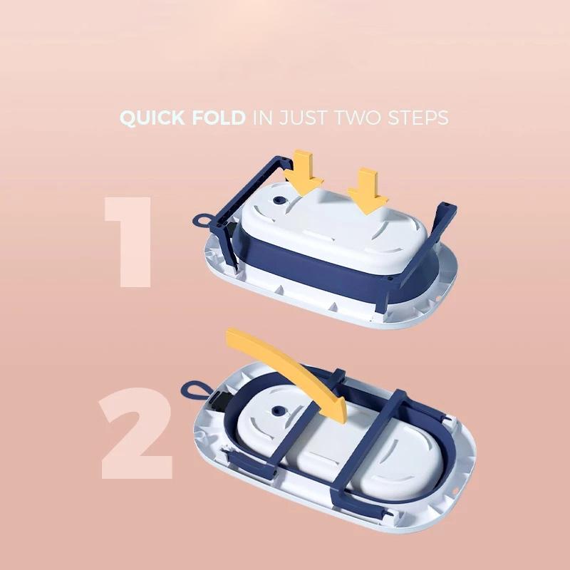⚡SUBSIDI 80%⚡ APEXGLOW Bak Mandi Bayi Lipat Portable Dengan Pengukur Suhu & Bantal Mandi Foldable Baby Bath Tub Anti Slip Anti Tenggelam Baby Bath Helper 2