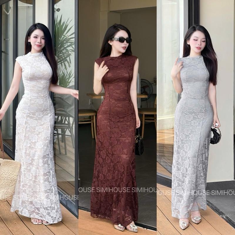 VÁY BODY REN TAY CỘC D100 / Đầm body ren hoa hai lớp cổ 2P hot women dress ( SIMIHOUSE)