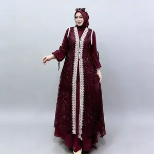 SAQILA DRESS GAMIS BRUKAT SET OUTER CERUTY BABYDOLL FREE BELT GAMIS PUTIH LEBARAN MEWAH DRESS REMAJA TERBARU 2025 SYAGILLA ELEGAN