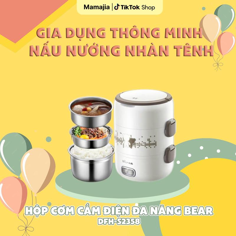 Hộp cơm cắm điện đa năng Bear DFH-S2358, Nấu Chín Cơm, Hâm Nóng