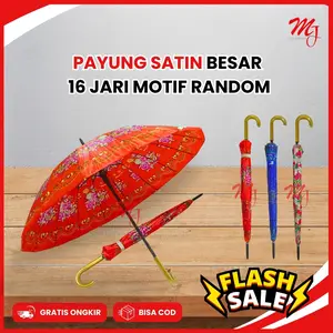 Saten Besar 16 Jari Bahan Saten Jumbo - Perlindungan Elegan dan Kokoh di Segala Cuaca - Gagang, bubu payung lovely runner umbrella