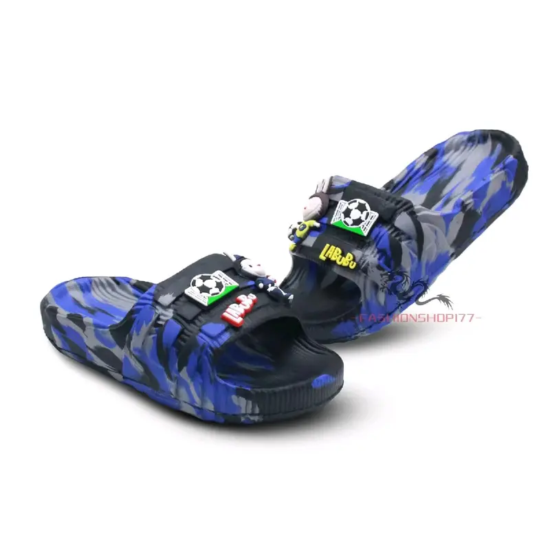 COD NEW Sandal Hilo's Labubu Anak cowok - Sandal labubu anak laki-laki lucu - Sandal labubu anak cowok terbaru viral - Sandal selop labubu loreng anti slip terbaru Fashion Motif Sepatu 4