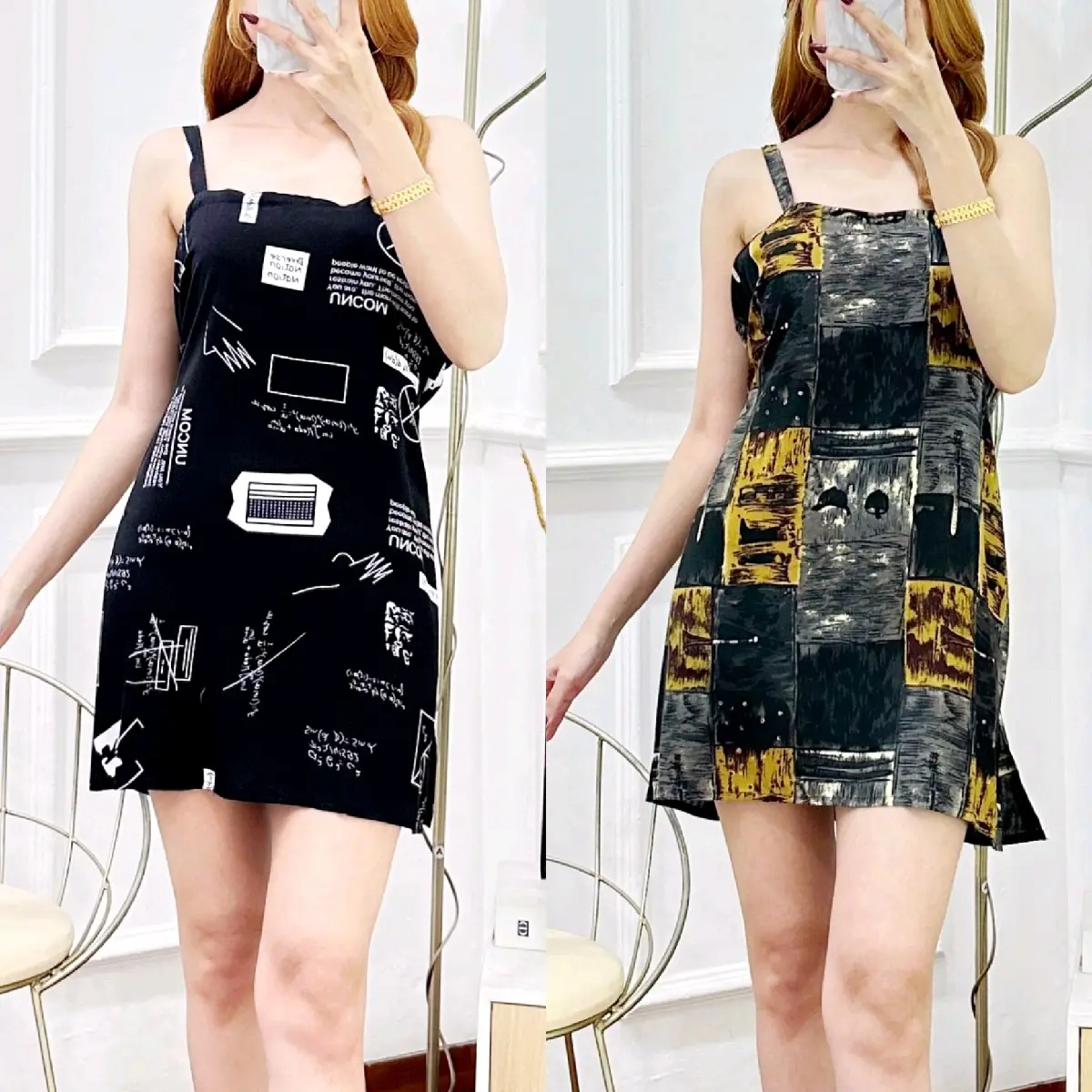 Dress Tanktop Wanita Daster Tali Pendek Wanita Rayon motif Baju Tidur Bumil Busui Casual Mini Midi