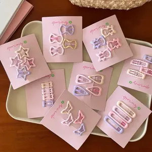 4 PCS JEPIT RAMBUT ANAK PEREMPUAN / 4 PCS JEPIT RAMBUT WARNA PASTEL kain soft pink