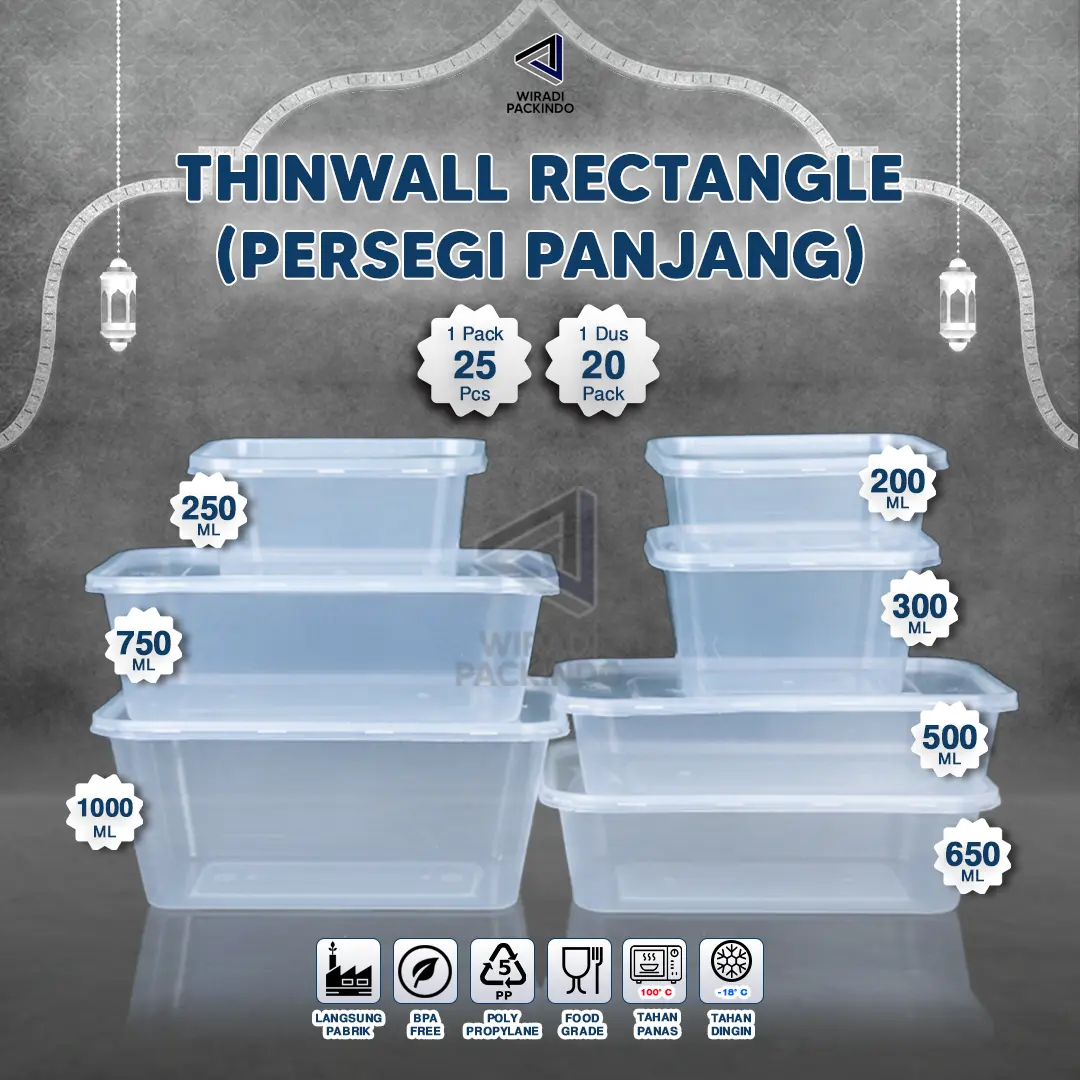Kotak Makan Plastik Persegi Panjang - Thinwall Rectangle Semua Ukuran