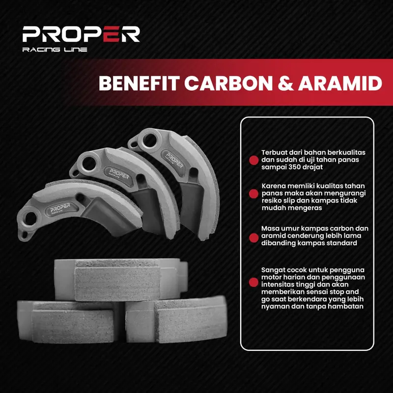 KAMPAS GANDA CARBON ARAMID MIO 5TL SPORTY SMILE FINO CARBU PROPER RACING LINE 5
