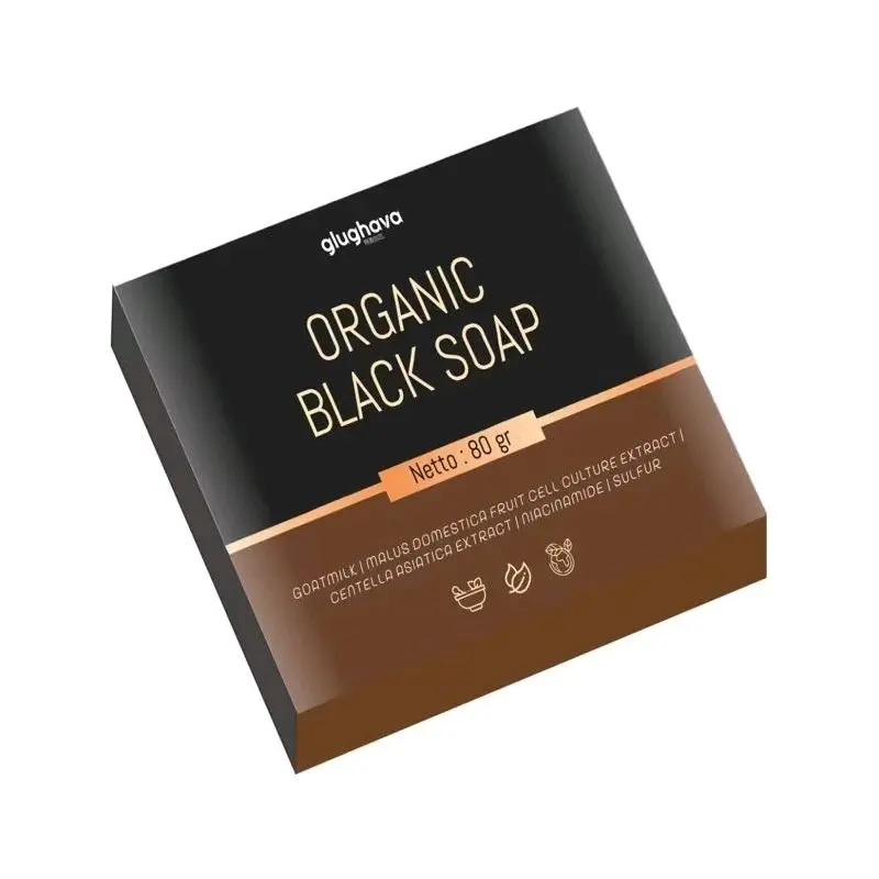 GLUGHAVA ORGANIC BLACK SOAP 80GR | SABUN KOPI | BODY SOAP BAR | MENCERAHKAN | MENGATASI MASALAH KULIT | JERAWAT PUNGGUNG