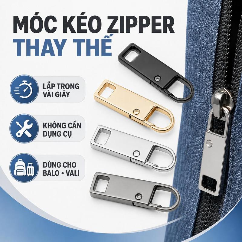 Móc Kéo Thay Thế Khóa Zipper 36x10mm Tháo Lắp Nhanh, Dùng Cho Balo Vali Túi…