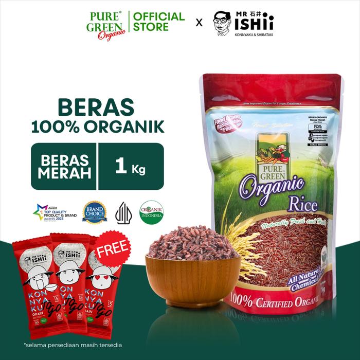 Gambar PureGreen Beras Merah Organik 1 kg - Pure Green Beras Merah Pulen  1 kg - Beras Organik MPASI dari Puregreen Organic Kota Administrasi Jakarta Barat Tokopedia
