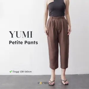 ELLEANO | Yumi Pants - Petite Pants - Celana Panjang Pinggang Highwaist - Basic Ankle Pants - Celana Kerja Formal - Celana Pensil - Loose Pants Petite