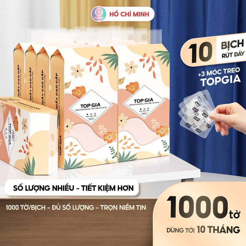[DEAL LIVE] Combo 10 bịch khăn rút đáy Tiểu Hạ, khăn giấy cao cấp Top Gia, 4 lớp giấy siêu dai thành phần bột gỗ tự nhiên thân thiện lành tính, khăn giấy vệ sinh TopGia ĐẠT QUY CHUẨN CỦA BỘ CÔNG THƯƠNG TG86