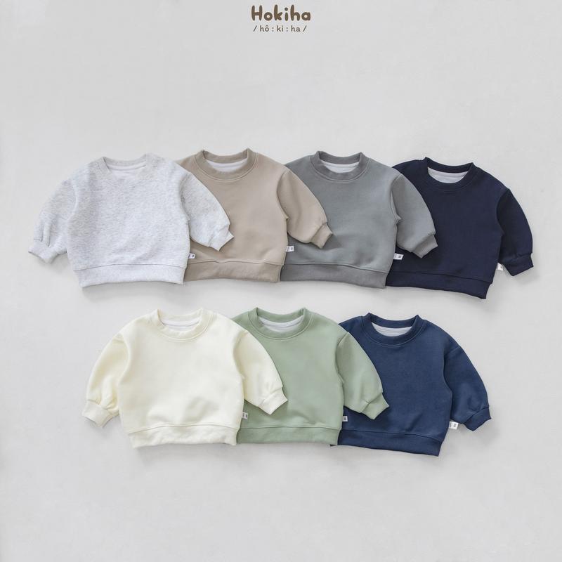 [Hokiha] A168-Áo dài tay trơn cho bé trai bé gái chất nỉ ép 2 da mềm mại, thoáng khí size 8-17kg