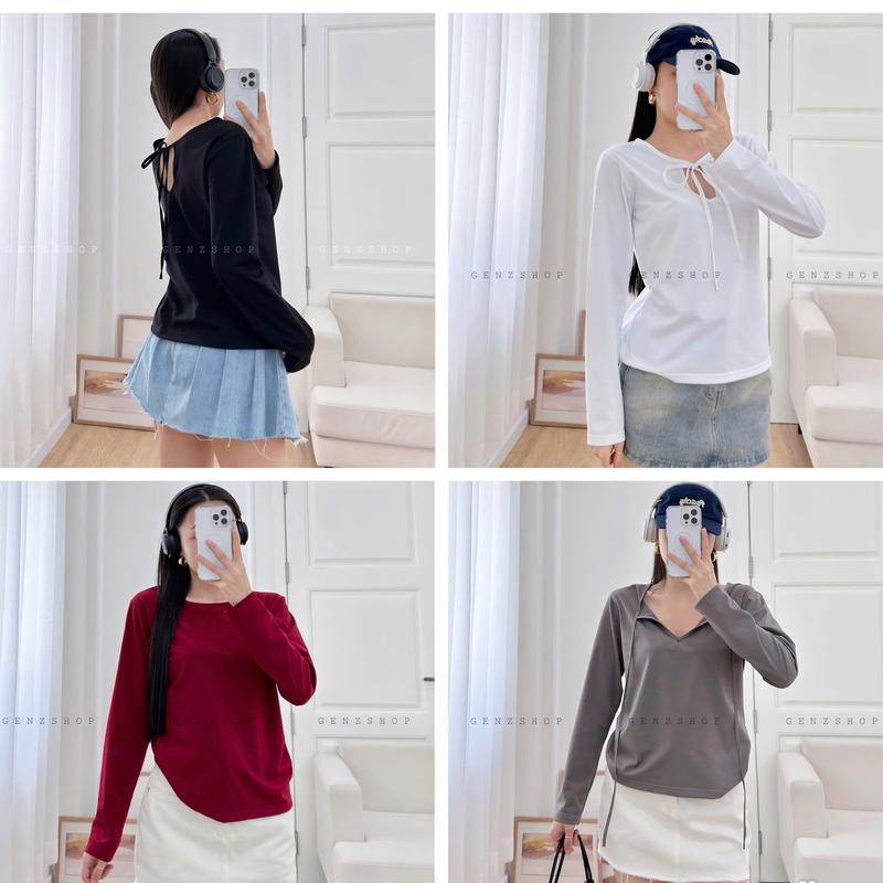  Áo Thun Tay Dài Có Dây Mặc Được Nhiều Kiểu Đa Phong Cách Genz25 