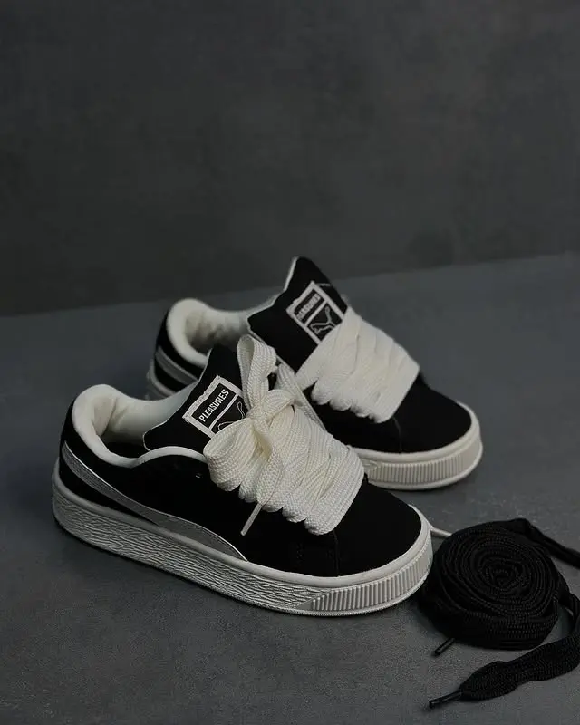 Sepatu Sneakers Bahan Suede XL Team Royal Black  -White Sepatu Sneakers Pria Wanita Unisex Termurah Dan Terlaris