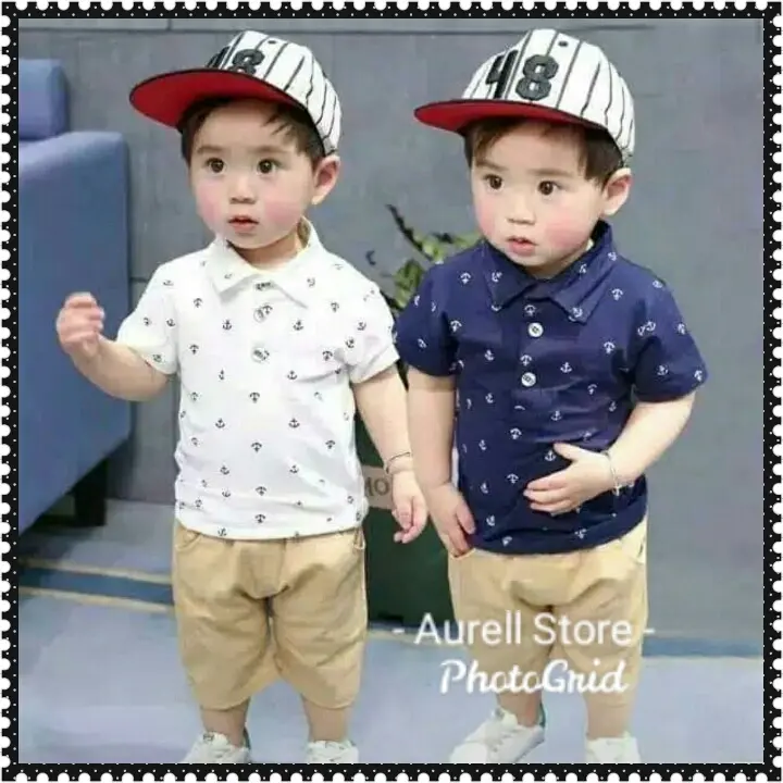 SETELAN BAJU ANAK MOTIF JANGKAR USIA 1-5 THN