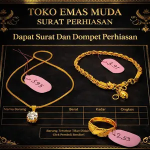 SET PERHIASAN WANITA GELANG TAMBANG ELEGAN BERLAPIS EMAS MUDA PREMIUM PERHIASAN WANITA