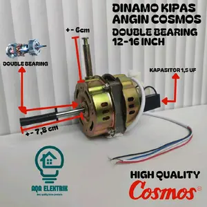 DINAMO KIPAS ANGIN COSMOS DOUBLE BEARING 12-16 INCH KAPASITOR 1,5 UF DINAMO MESIN KIPAS ANGIN
