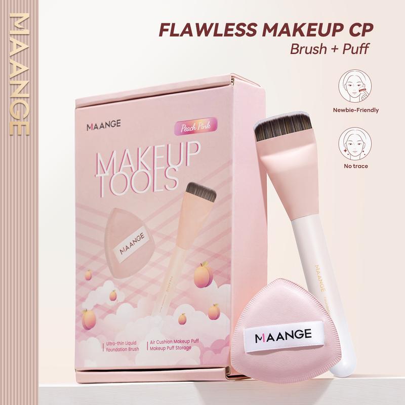 Bộ trang điểm nền không móng MAANGE Cọ nền siêu mỏng + Mút trang điểm ướt và khô thoáng khí
