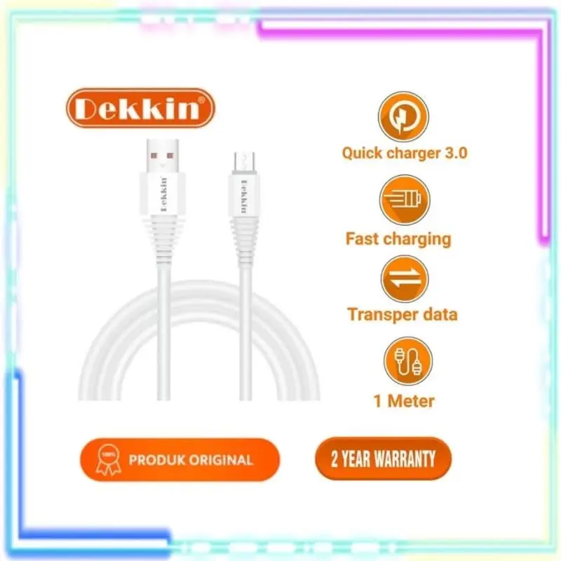 KABEL DATA DEKKIN DK A3 2.4A QUICK CHARGER QC 3.0 FAST CHARGING GARANSI RESMI 0