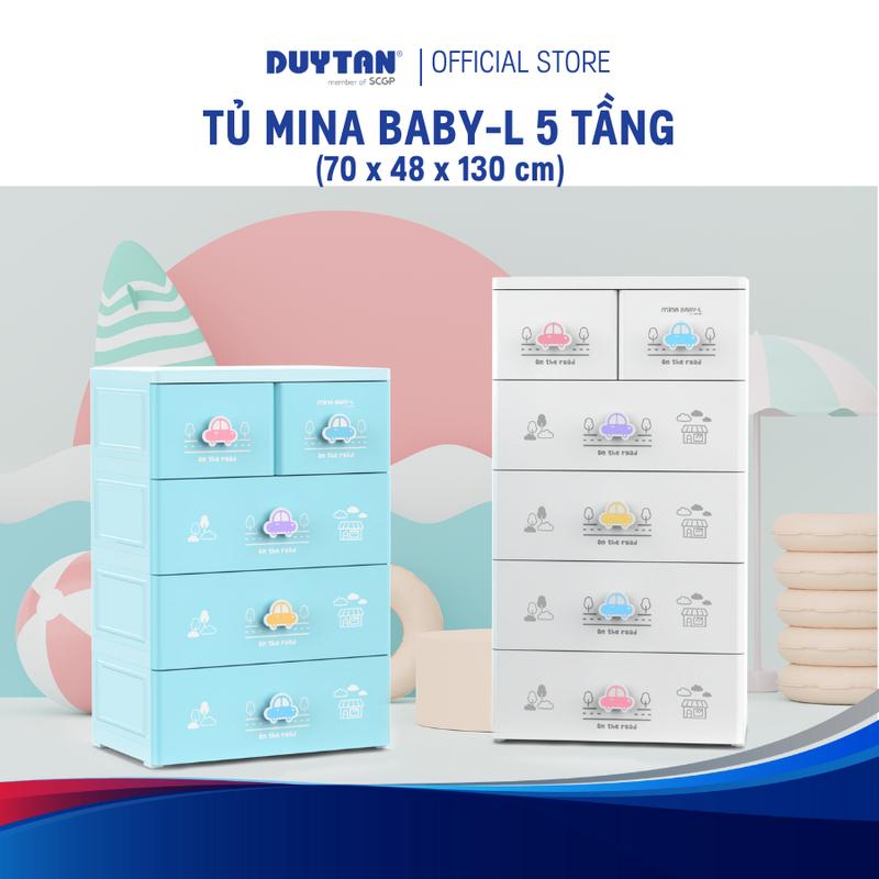 【Live Tủ Mina Baby-L 5 ngăn, Tủ Nhựa Duy Tân, tủ đựng quần áo kiểu dáng trẻ trung, thiết kế tiện lợi nhựa đa sắc tủ tầng