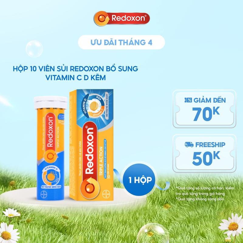 Viên sủi bổ sung Vitamin C, D, và Kẽm Redoxon Triple Action 10 viên