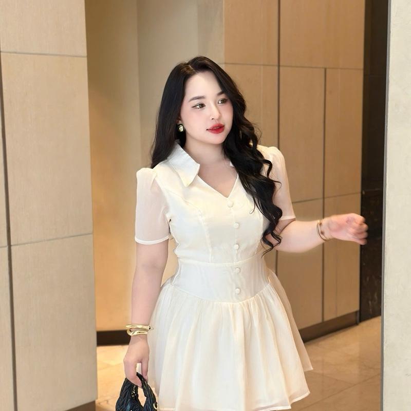 Xu Hướng Yêu Thích Đầm Cổ Sơ Mi Tuyết Mưa Bigsize Từ 60 đến 90ký Chất Dáng Dài Có màu Đen Kem Để Đi Tiệc Hoặc Đi Chơi