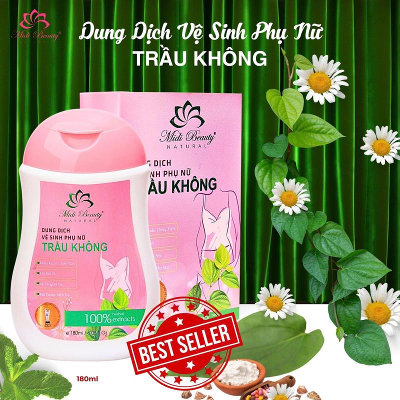 [Che Tên Hộp Hàng] Dung Dịch Vệ Sinh TRẦU KHÔNG 180ml MIDI BEAUTY: Làm sạch, loại bỏ mùi hôi, cân bằng độ pH, dưỡng ẩm không gây khô da. An toàn, sạch thoáng, mùi thơm dễ chịu. Mua 2 tặng Nước Hoa VK 5ML [Kèm Thẻ Bảo Hành] Nữ Women