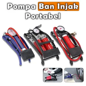 Pompa Ban Tipe Injak Pompa Analog Portable Pompa Model Katup Serbaguna Pompa Darurat Ringkas Permukaan Anti Slip