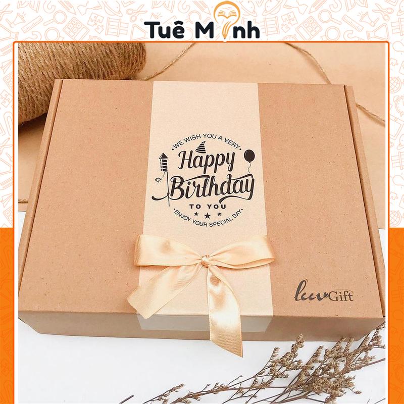 Hộp quà tặng thiết kế đa dạng vintage kraft kèm túi rơm lót 25x 20x10cm thiết kế nhiều dịp đựng quà