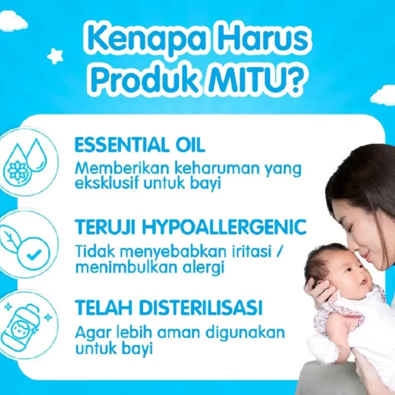 Paket Hemat 6 Pcs Mitu Baby Ganti Popok - Tisu Basah Bayi Varian Sweet Rose, Playful Fressia, Charming Lily Biru Pink 4
