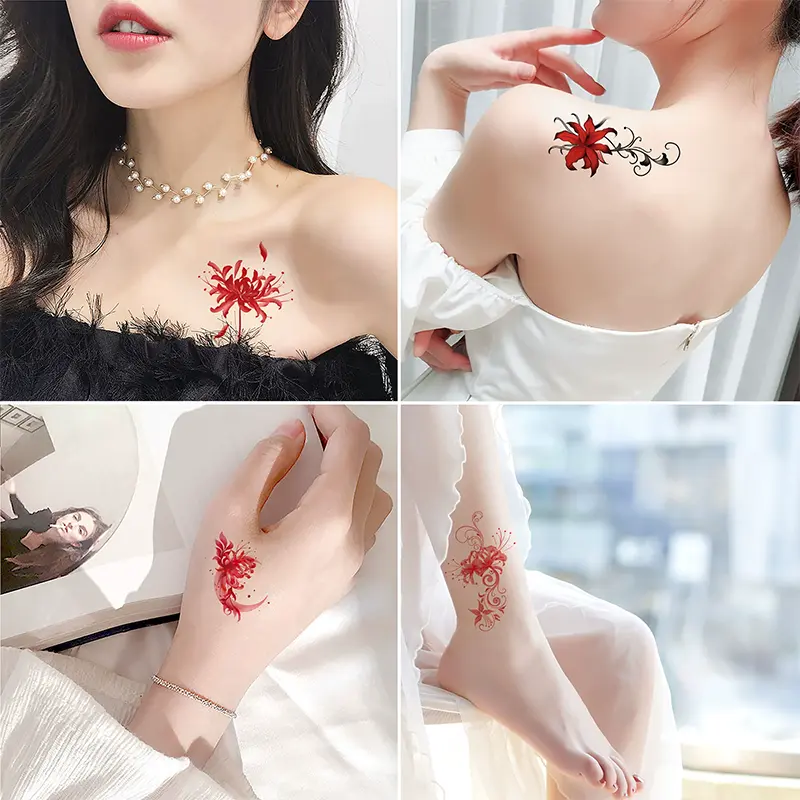 30-Piece Flower and Butterfly Temporary Tattoos Elegant and Sexy Designs for Collarbone, Arm, and Ankle Waterproof and Long-Lasting