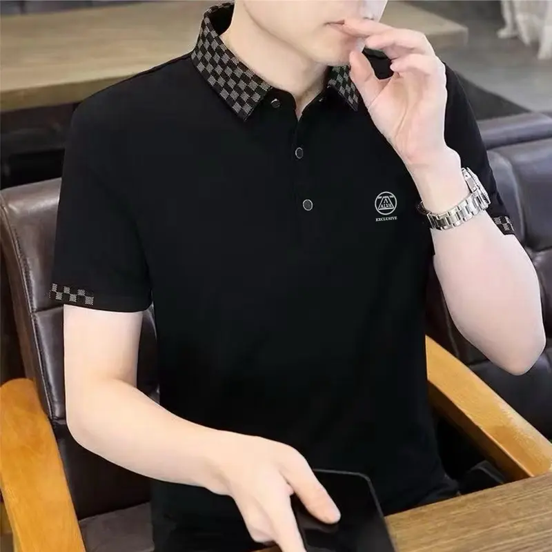 Small Ches Baju Distro Dewasa ll Kaos Katun kerah kotak catur polos Pria Dewasa 1