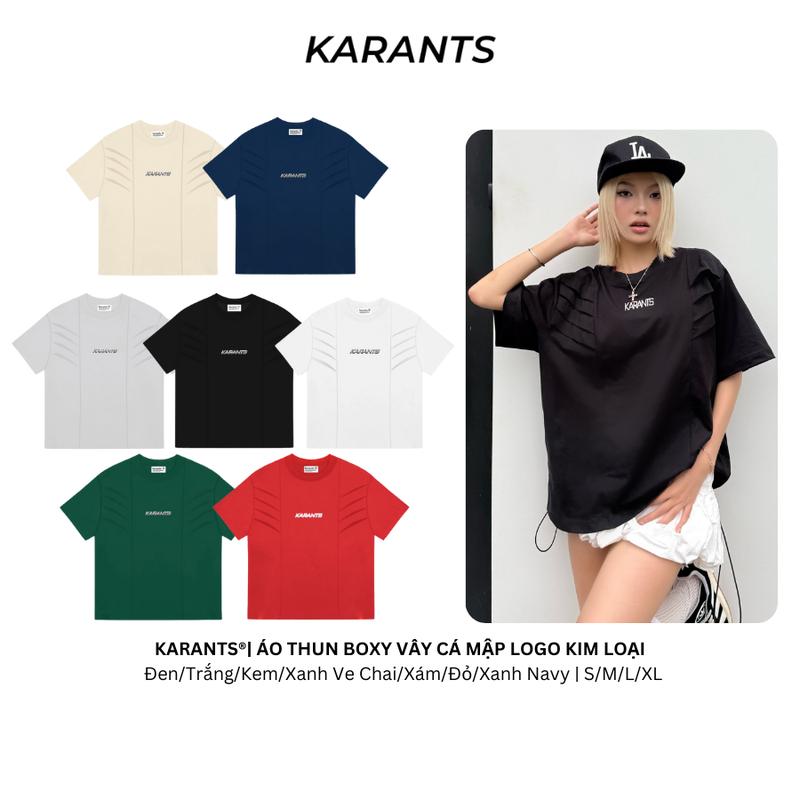 Áo Thun Boxy Vây Cá Mập Karants Logo Kim Loại Local Brand Hot Trend - KR201