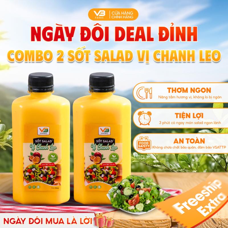    Sale Vui Freeship   Combo 2 sốt salad vị chanh leo VB Foods 330ml  + QUÀ TẶNG   sốt tắc đỏ 100ml  