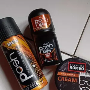 POSH MEN 3IN1 DEO ROLL ON - BODY SPRAY- HAIR STYLING CREAM Deodorant Perawatan