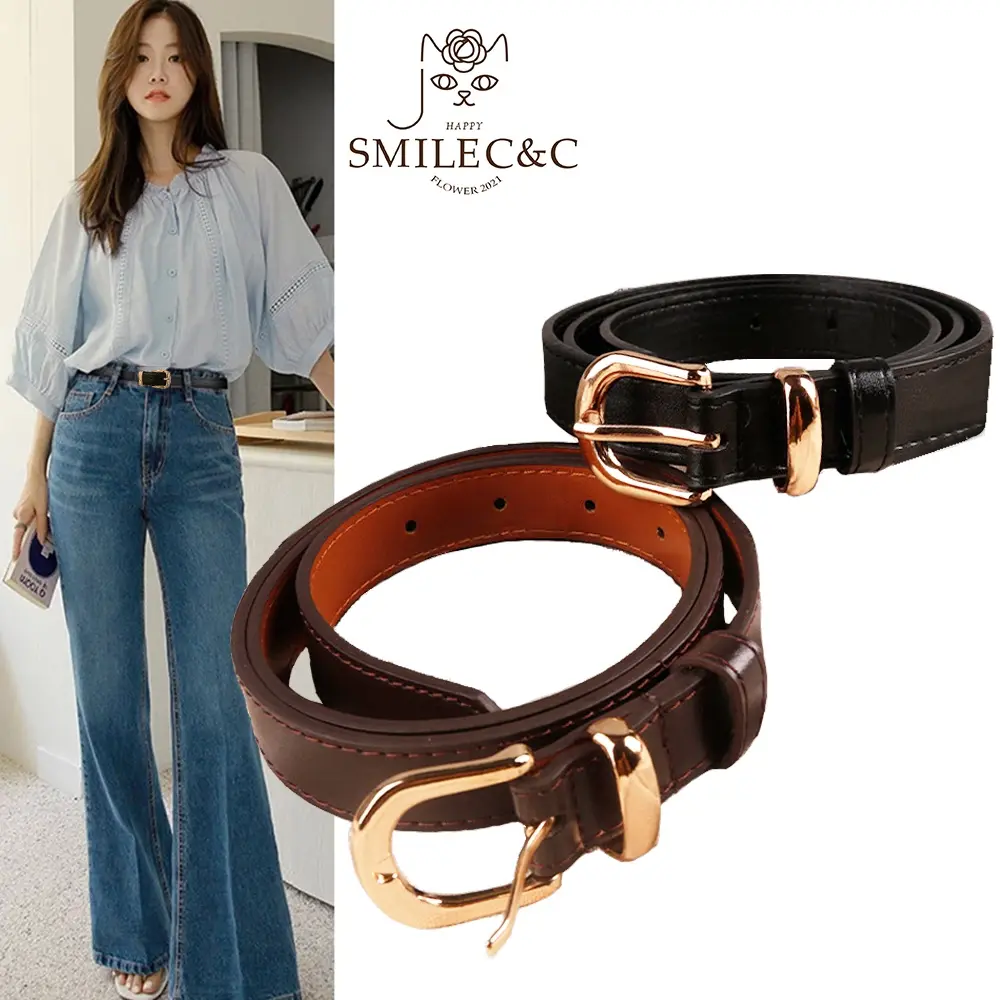 Thắt Lưng Nữ, SmileFairyCC, Da Kim Loại Cổ Điển Chất Lượng Cao, khóa Vuông, Thời Trang Hàn Quốc, Thắt Lưng Khóa Kim Loại Bằng Da, Thích Hợp Cho Quần Jean, Facebook Tiktok Hit, [Thanh Toán Khi Nhận Hàng & Hàng Có Sẵn]