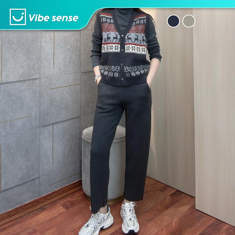 Quần Len Lót Lông Dáng Ống Đứng Vibe Sense Quần Dáng Đứng Len Cho Mùa Đông VBQ418