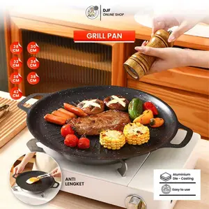 Panggangan BBQ Korea Grill Pan Anti Lengket Serbaguna untuk Kompor Gas dan Induksi Ukuran 28-38cm
