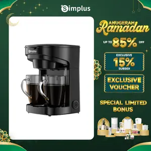 【RAMADAN SUPER PROMO】SIMPLUS Mesin Kopi 250ml Rumahan Mesin Kopi Filter Satu Tombol Dual Cups Bahan Kokoh Multifungsi untuk Seduh Kopi dan Teh KFJH013
