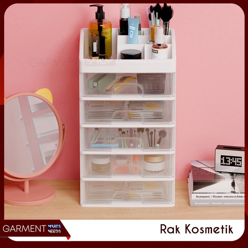 Rak Kosmetik 5 Susun Laci Tarik Organizer Meja Rias Kamar Storage Serbaguna Plastik Putih Aesthetic Bagus 2