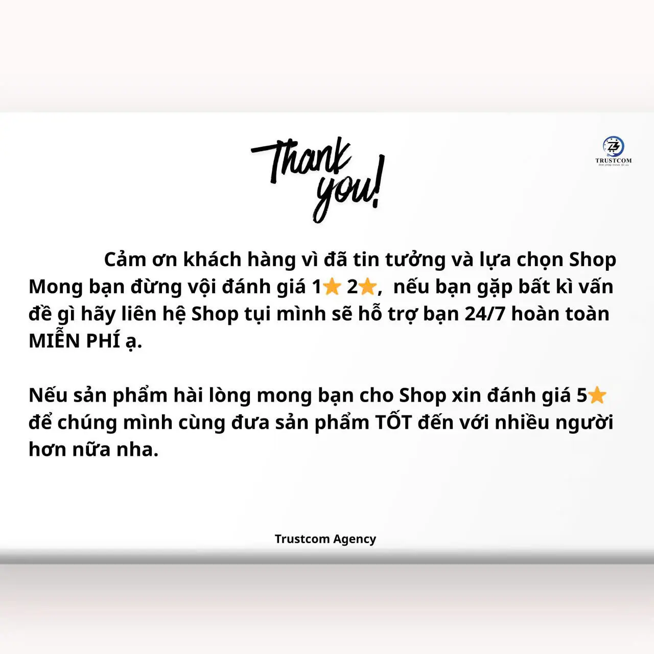 Thư Cảm Ơn - Kèm Hướng Dẫn Đổi Trả