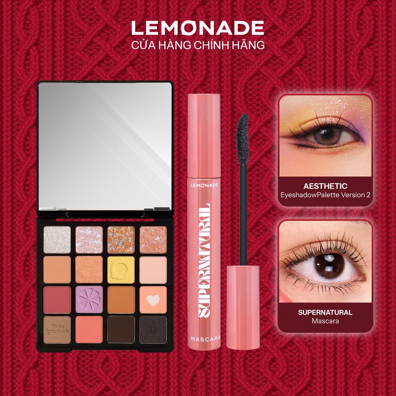  Combo 01 Bảng Phấn Mắt Lemonade Aesthetic Eyeshadow Palette Version 2 20.8g và 01 Chuốt mi SuperNatural Mascara 7.5g 