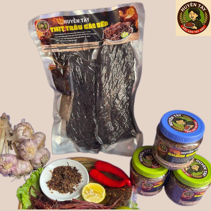 1.0kg Thịt Trâu Gác Bếp Chuẩn Vị Tây Bắc - Hấp Dập Sẵn - Huyền Tày - Ngon Miệng,Thơm Khói Bếp - Đóng Gói Hút Chân Không Tiện Lợi - Ăn Vặt & Quà Biếu Tốt